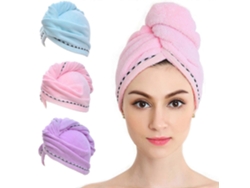 Juego de 3 toallas de microfibra para el cabello de secado rápido, gorros de ducha Rosewell para secar el cabello.