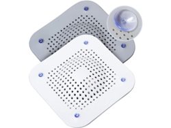 2026-cazador De Pelo Para Desagüe De Ducha, 2 Piezas Protector De Desagüe De Silicona Con Ventosas, Gris/blanco