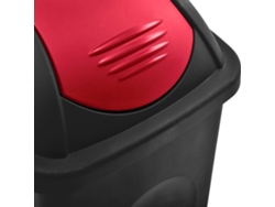 Cubo de basura moderno con tapa abatible de 60 l, color negro y rojo, ideal para el salón.