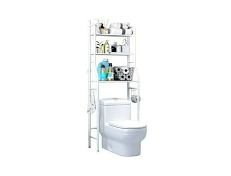 Estantería Sobre Inodoro Wc Lavadora Ahorra Espacio Almacenamiento Cuarto Baño Blanco 160X47X25Cm MELIDACOSTA