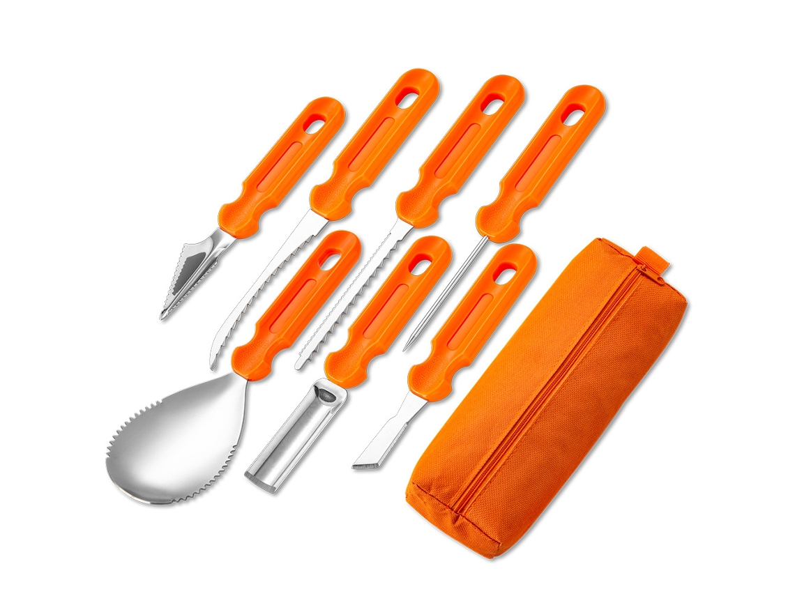 Juego Para Tallar Calabazas En Acero Inoxidable - 7 Piezas Orange