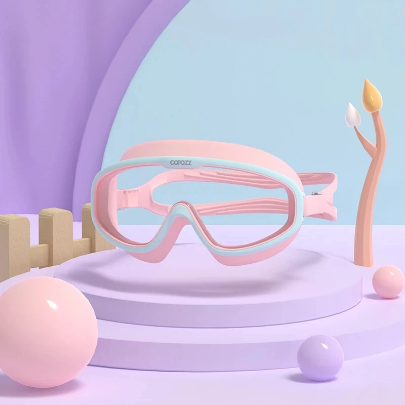 Gafas De Natación Infantiles De Silicona Ajustables E Impermeables (azul Y Rosa), Antivaho, Con Protección Uv Y Montura Grande.