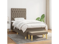 Cama Box Spring Con Colchón Tela Gris Taupe 90x200 Cm