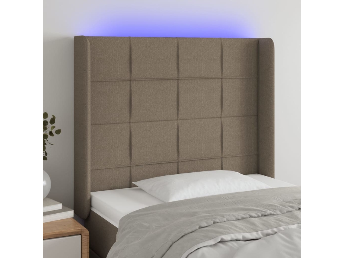 Cabecero Con Led De Tela Gris Taupe 83x16x118/128 Cm