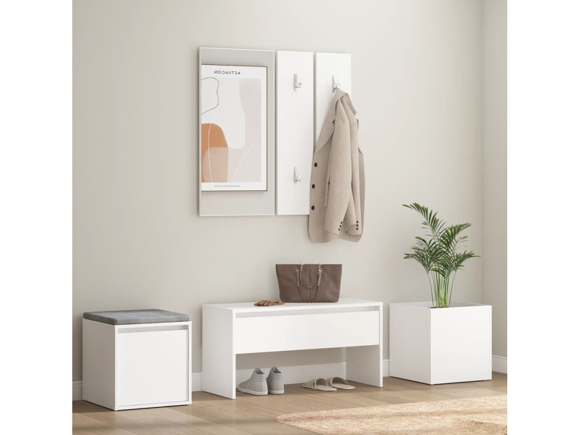 Conjunto de muebles de recibidor de madera blanca DKD HOME DECOR