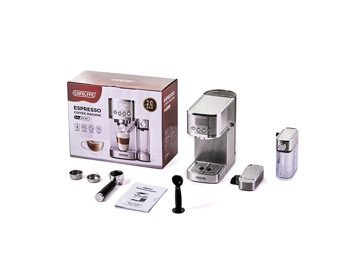 Cafetera con espuma de leche y temperatura regulable