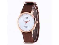Reloj De Pulsera De Cuarzo Con Correa De Nailon Para Mujer Y Hombre Café J49