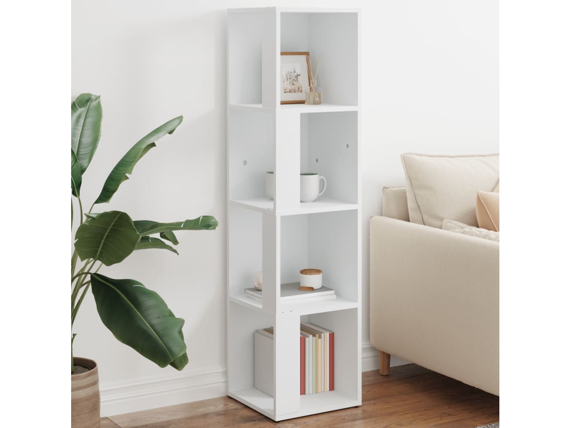 Mueble de esquina madera contrachapada blanco 33x33x132 cm