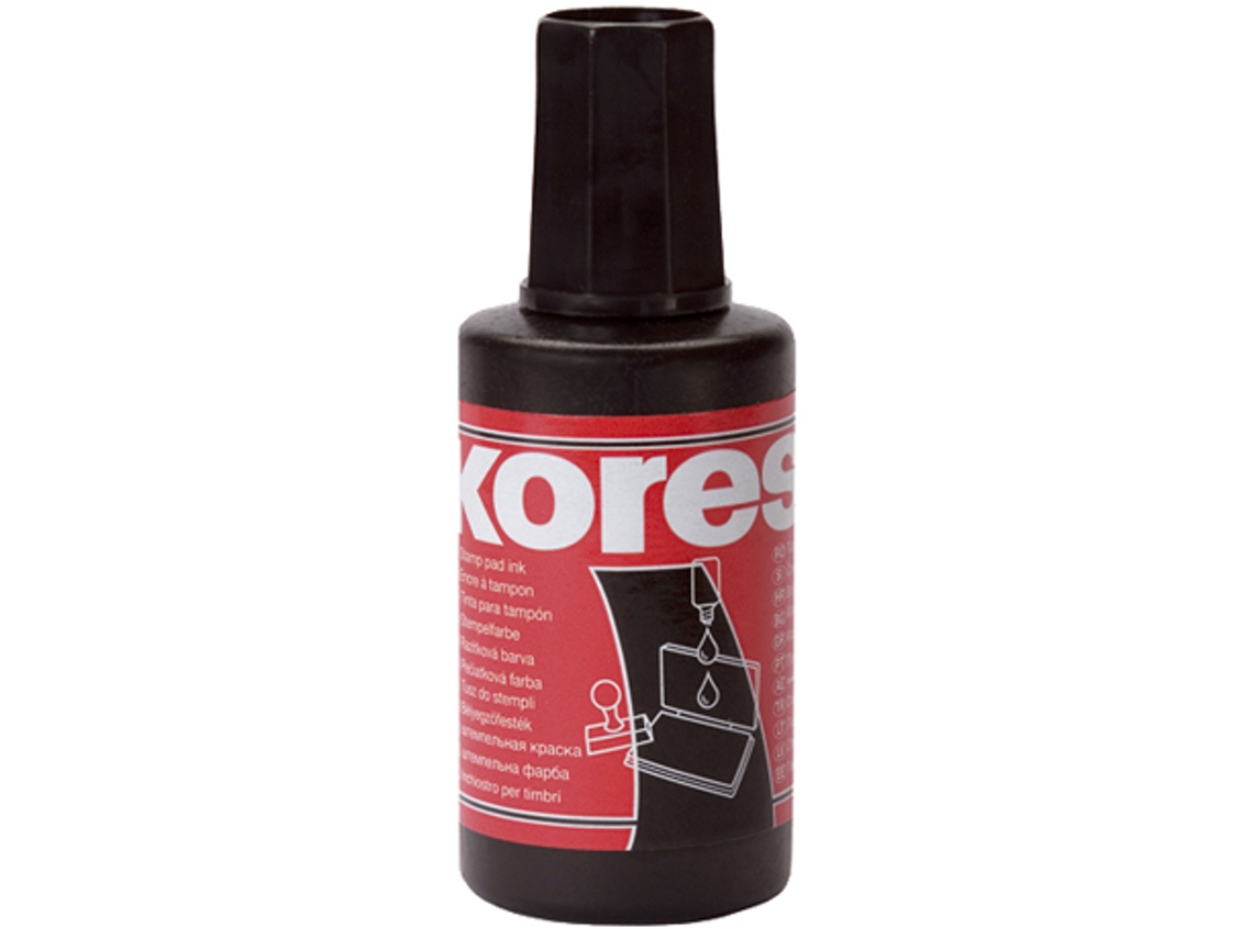 Tinta para Sellos KORES Contenido: 27 ml Negra
