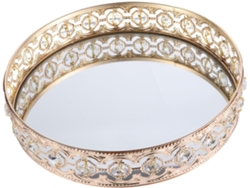 Bandeja Para Joyas Chapada En Oro, 23 Cm, Cristal De Espejo Hueco, Decoración Multifuncional.