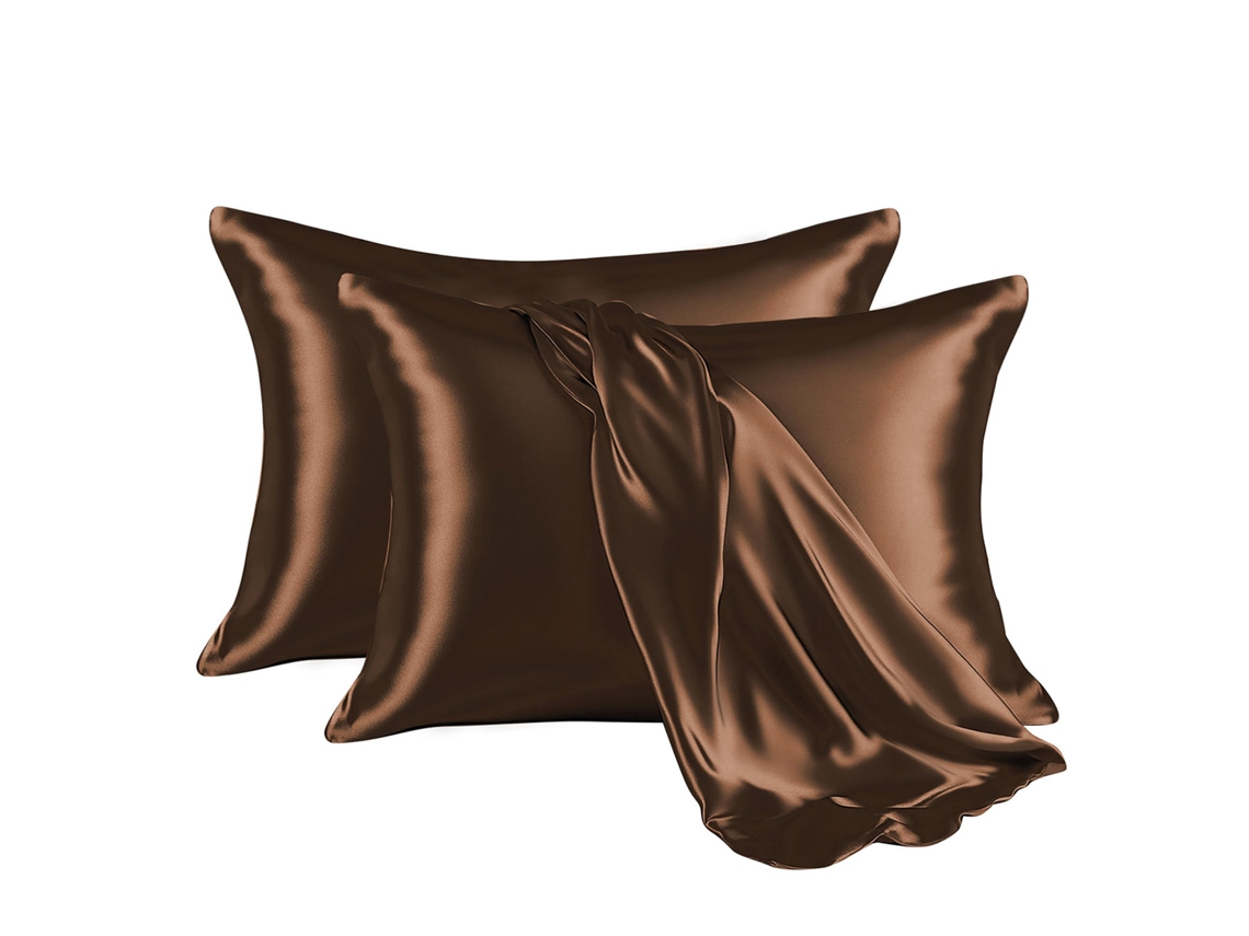 Funda De Almohada De Satén Con Efecto Seda Artificial (marrón, 50 X 91 Cm) Cuich