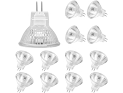 Juego De 12 Lámparas Halógenas Mr11 — Base Gu4, 12v 20w, Regulables, Con Cubierta De Vidrio (2 Pines)