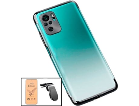 Kit Cristal Templado CeramicGlass Full Cover, Funda SlimArmor y Soporte Magnético L Safe Driving Coche Xiaomi Redmi Note 10 PHONECARE Negro