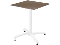 Mesa de jardín cuadrada 60 x 60 cm con pata inclinable HPL blanca