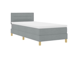 Cama Individual | Cama Box Spring Led Con Colchón Gris Claro 80 X 200 Cm Tela