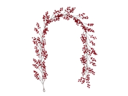 Simulación de rutina de hojas navideñas con frutos rojos (1,9 m)