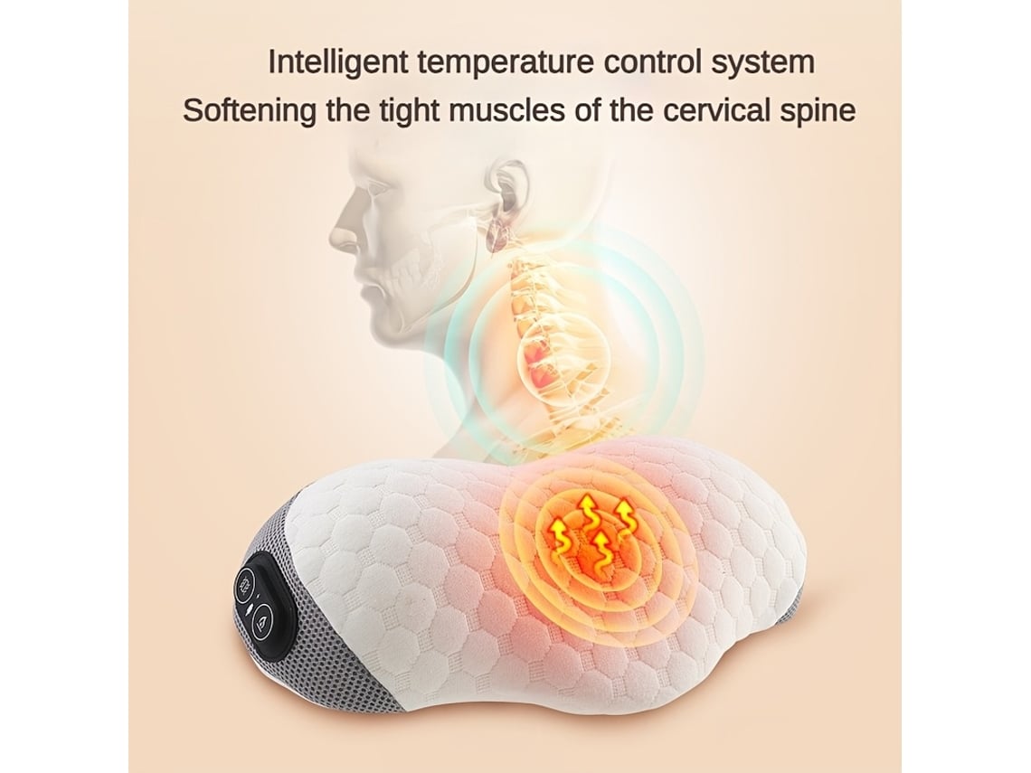 Usb - Almohada Cervical De Espuma Viscoelástica Recargable Por Usb Cuenta Con Funciones De Calor Y Masaje Vibratorio. Es Compacta, Recargabl