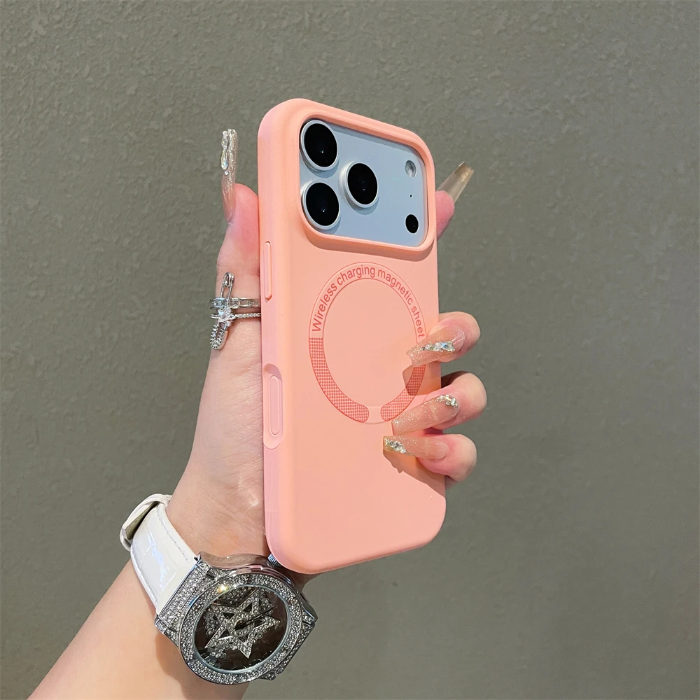 (rosa, Iphone 16 Pro) Funda Para Teléfono De Silicona Líquida Suave Con Acabado Mate, Compatible Con La Carga Inalámbrica Magnética Magsafe.