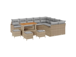 Maison Exclusive - Conjunto de sofás de jardín de 13 piezas en beige y gris claro