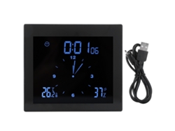 Reloj Despertador Digital Con Temporizador, Termómetro E Higrómetro, Resistente Al Agua Para El Hogar Y La Oficina (negro).