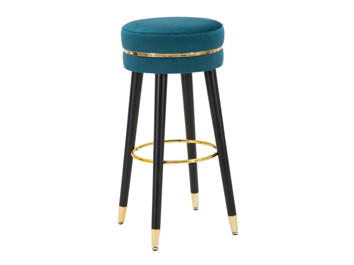 Taburete De Bar Paris Verde Azulado/oro Cm Ø 35x74 Unico / Verde Azulado, Dorado Y Negro.