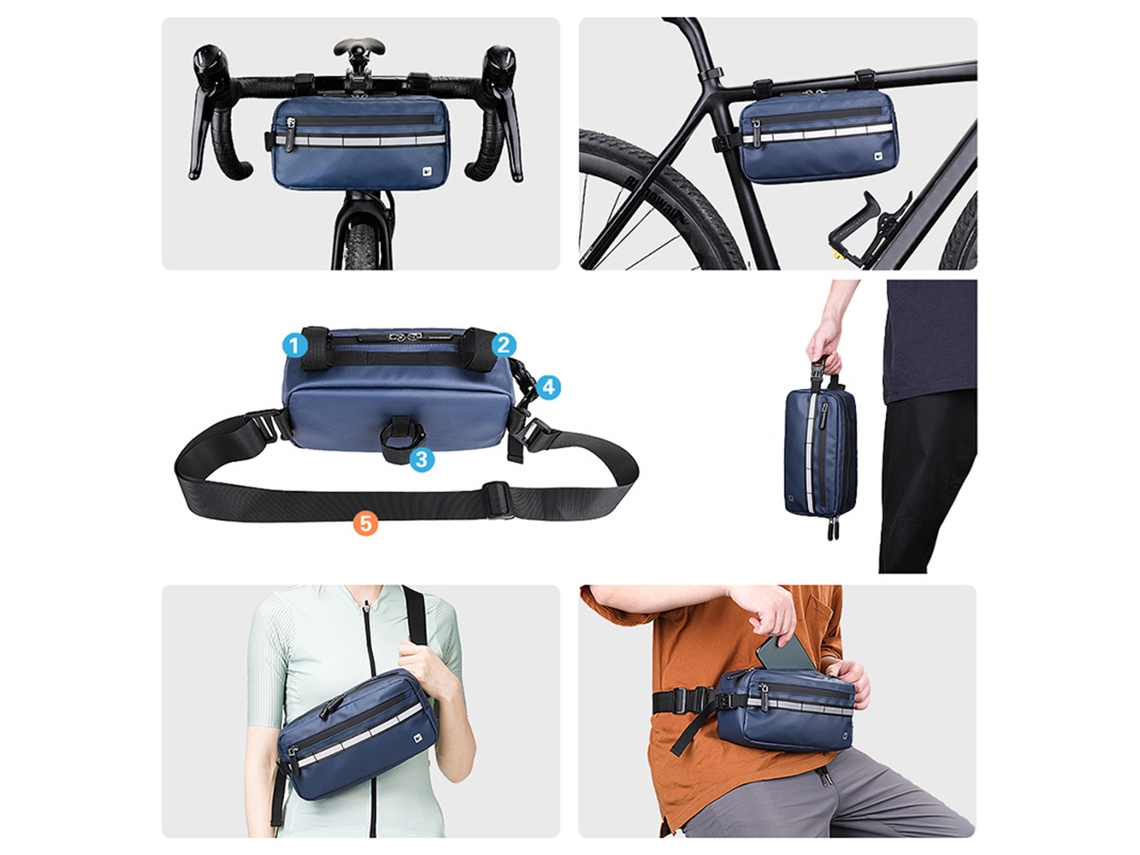 Bolsa Para Manillar De Bicicleta, Bolsa Multifuncional Con Correa Frontal, Bandolera Y Correa Para El Hombro.