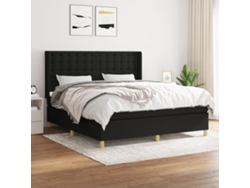 Cama Box Spring Con Colchón Tela Negro 180x200 Cm