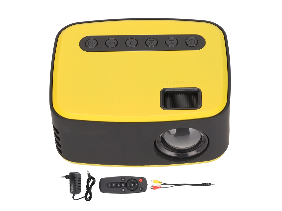 Mini Projetor Portátil 1080p Com Alto-falante 2w Interface Micro Usb Preto Amarelo Para Smartphone Eu Plug