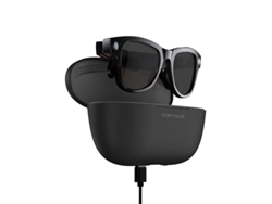 Gafas inteligentes CHRONUS M02 con IA (cámara de 1200p, micrófonos duales, estuche de carga de 3600 mAh, color negro)