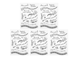 5 Sellos De Silicona Transparentes Con Símbolos Musicales Para Manualidades Con Papel T1731
