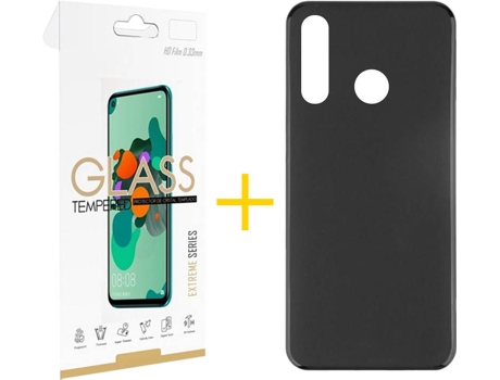 Kit Funda + Protector de Pantalla Huawei P40 Lite-E SKYHE Cristal Templado 7370 Negro