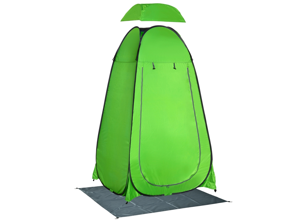 Tienda De Ducha Portátil Con Bolsillo Bolsa De Transporte Y Uv 20+ Para Baño Inodoro 126x124x189 Cm Verde