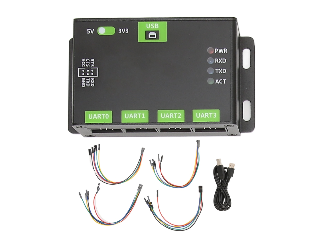 Adaptador Usb A 4ch Ttl Uart Con Carcasa De Aleación De Aluminio, Convertidor De Comunicación Serial Industrial