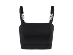 Fasst-camiseta Crop Sexy De Cadena Gruesa Negra Para El Ombligo Con Tirantes Anchos