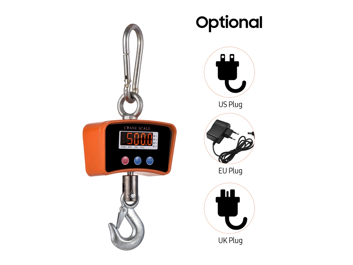 Balanza digital recargable para grúas de 500 kg/1102 lbs para construcción y pesca.