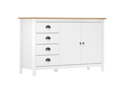 Aparador Hill 130x40x80 cm Madera Maciza de Pino Blanco Dkd Decoración del Hogar