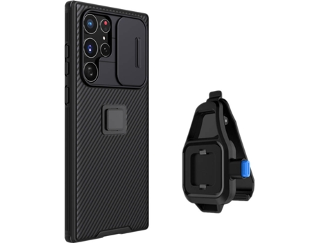 Funda + Soporte de Cintura Samsung S22 Ultra Nillkin Camshield Negro