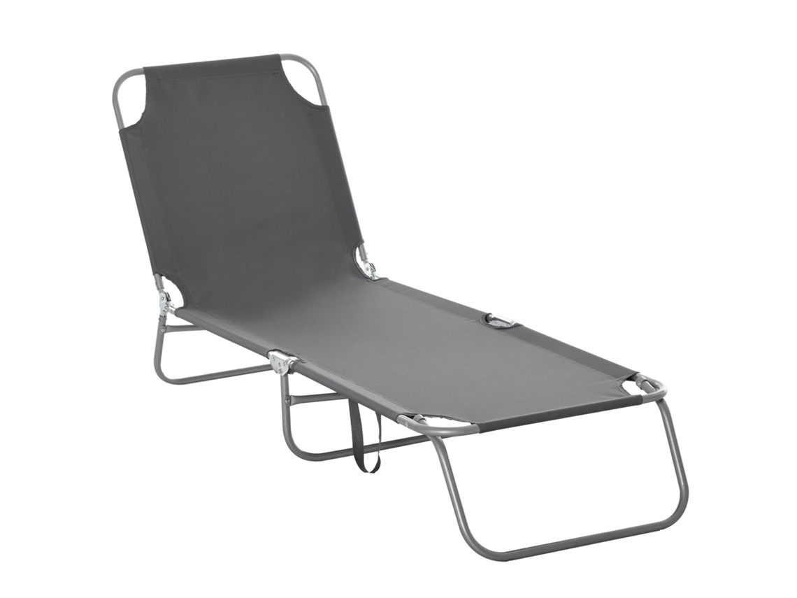 Tumbona Plegable Ajustable, Metal, Poliéster, 187x55x24cm, Gris