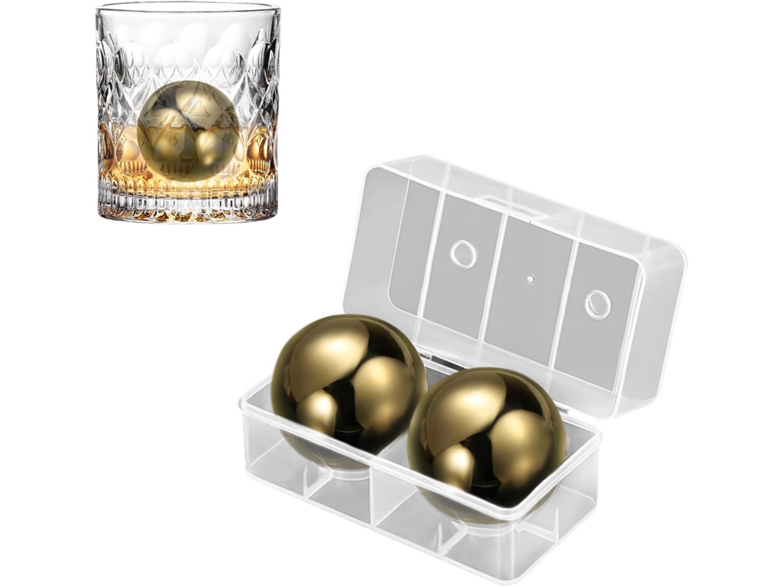 2 Bolas De Whisky De Acero Inoxidable, 55 Mm, Con Estuche, Para Cócteles/cerveza