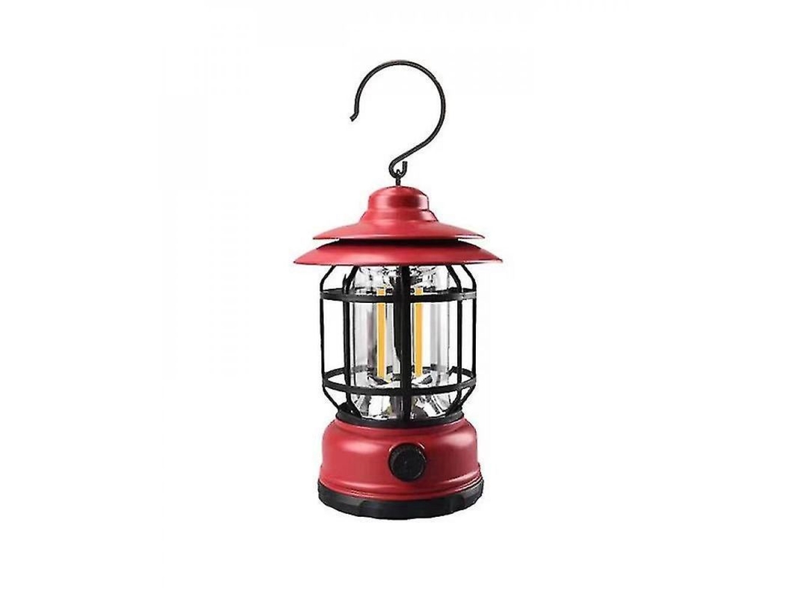 2026-9256-lámpara De Camping Retro Cob Recargable Usb Ipx4 Regulable 15w 200lm Mango Portátil Rojo