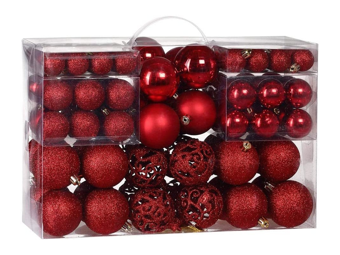 Estilo de vida y más 100 piezas de bolas de Navidad moradas Decoraciones para árboles de Navidad Bolas para árboles de Navidad 100 (rot) colgante de gancho