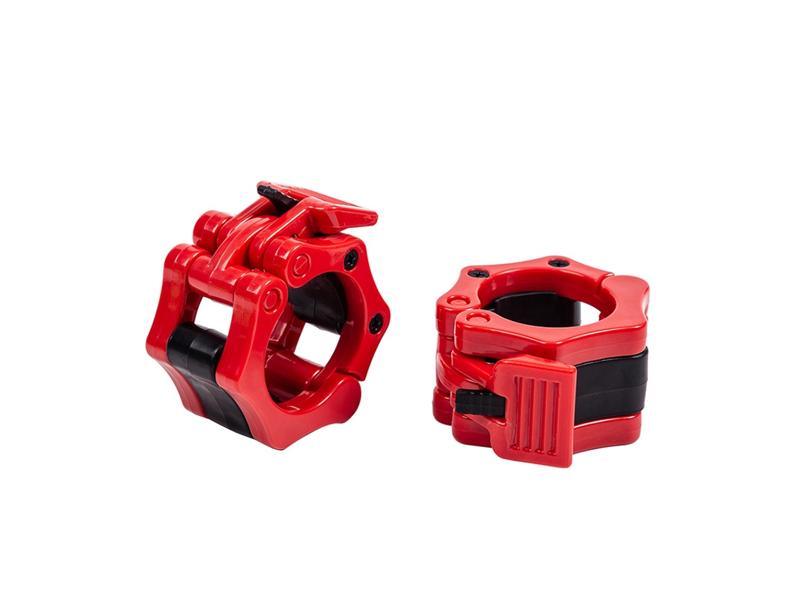 Bloqueo de liberación de barra de levantamiento de pesas de 2,5 cm con bloqueo giratorio para entrenamiento de barra de levantamiento de pesas Mdug (2 rojos)
