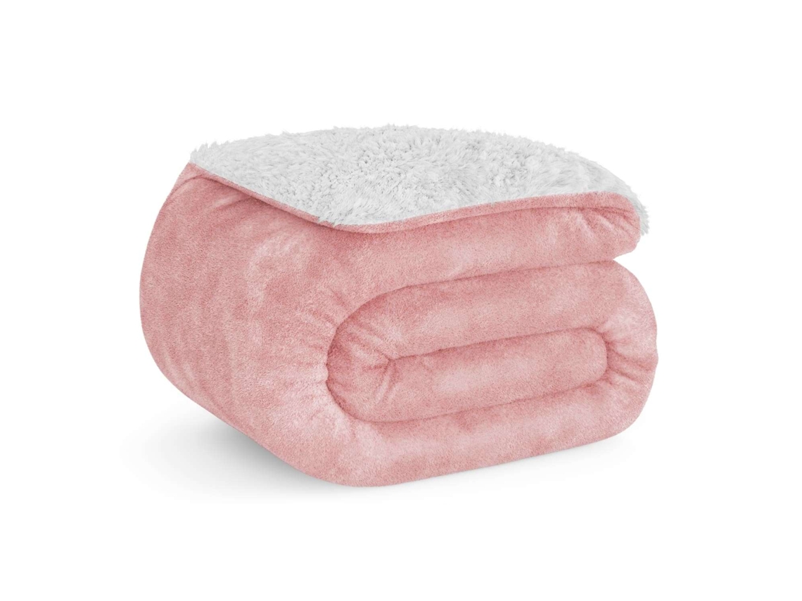 Manta Rosa Nalui  Grande (150x200cm), Suave, Cálida, Lavable 30º, Resistente a Arrugas. Ideal para Cama 90/105 o Sofá