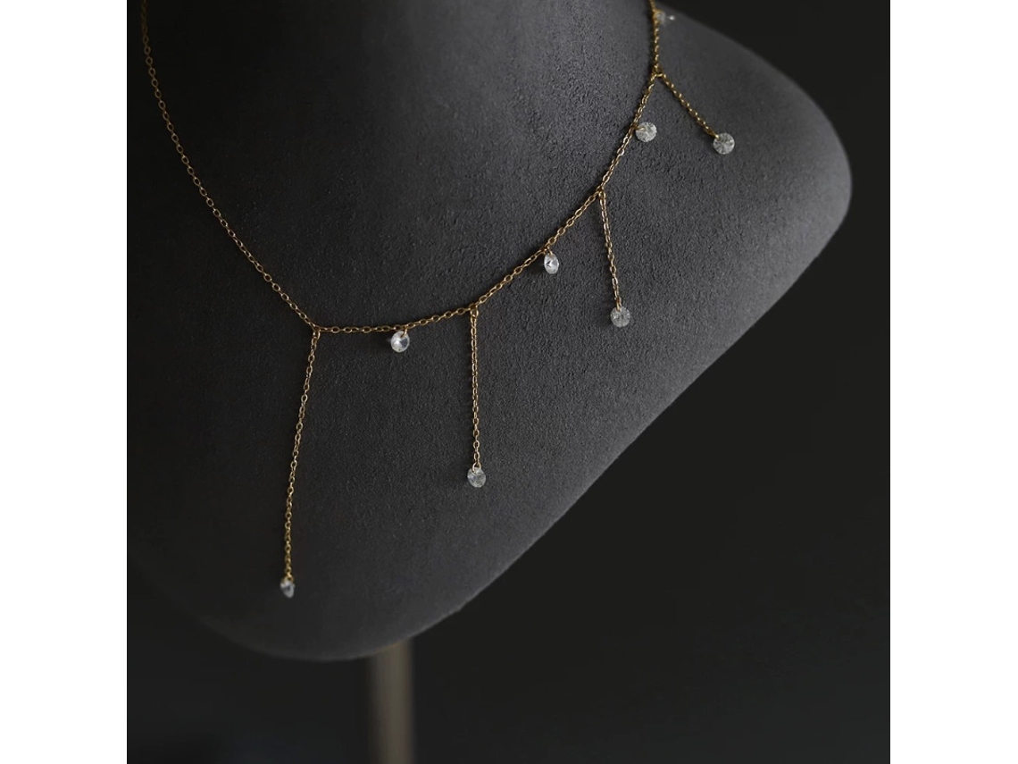 (oro) Collar Starlight De Plata De Ley 925, De Alta Gama, Con Borla De Piedras Preciosas Y Un Hermoso Diseño Estrellado.