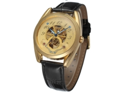 Reloj Automático Para Hombre Winner, Mecánico Hueco, Resistente Al Agua, Color Dorado.