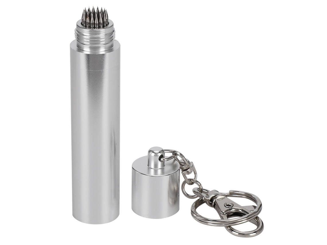 Herramienta Portátil De Metal Para Reparar Y Dar Forma A Las Puntas De Los Tacos De Billar Con Cadena De Acero Plateado.