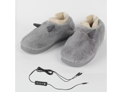Calentador de pies eléctrico, pantuflas de felpa calefactables con alimentación USB y 3 niveles de temperatura ajustables Cuich (gris 42 43)