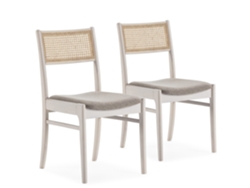 Conjunto de 2 Cadeiras Vilma Cor Branco Wash Madeira Sólida e Rattan Natural VS VENTA-STOCK 45 x 54 x 83