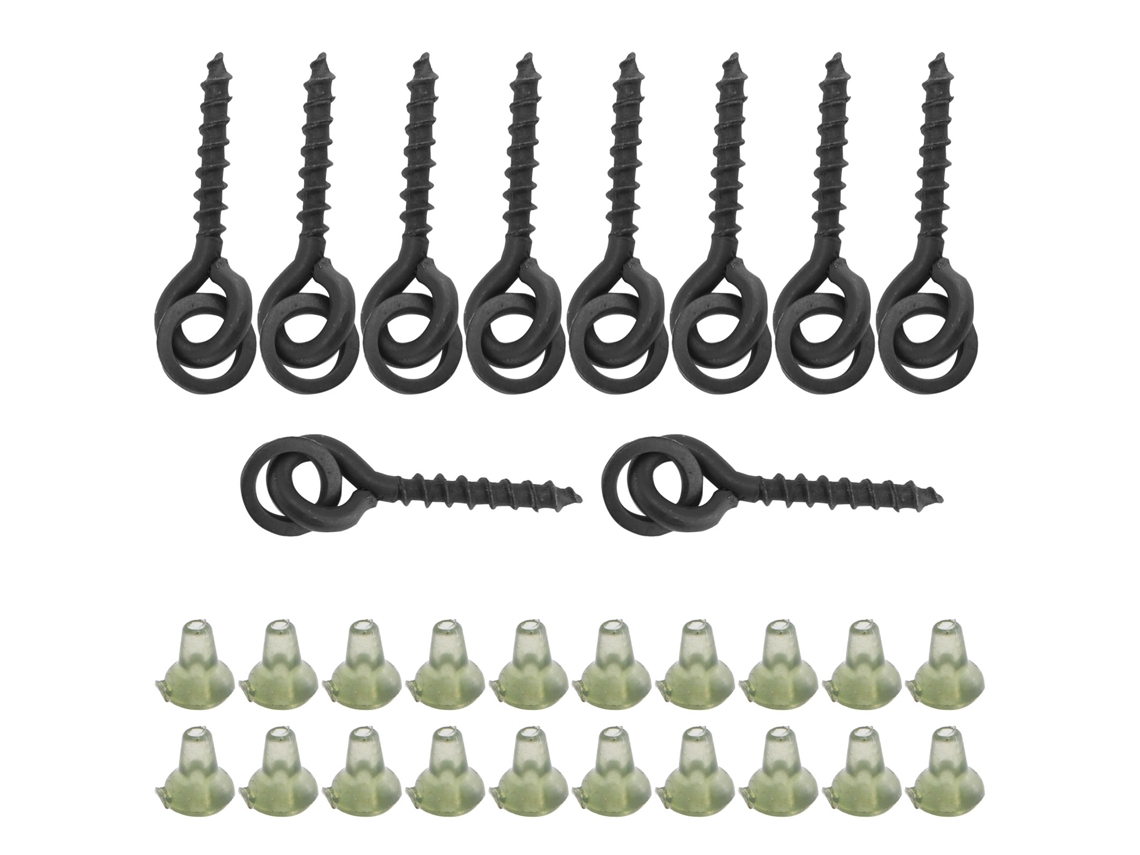 10 Tornillos Para Cebo Con 20 Anillos De Tope Ovalados Para Pesca De Carpas - Accesorios De Pesca Verdes