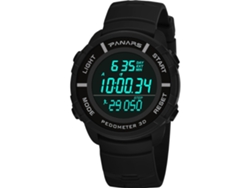 Reloj De Pulsera Multifuncional Con Podómetro 3d Panars, Resistente Al Agua Con Correa De Pu Negra.